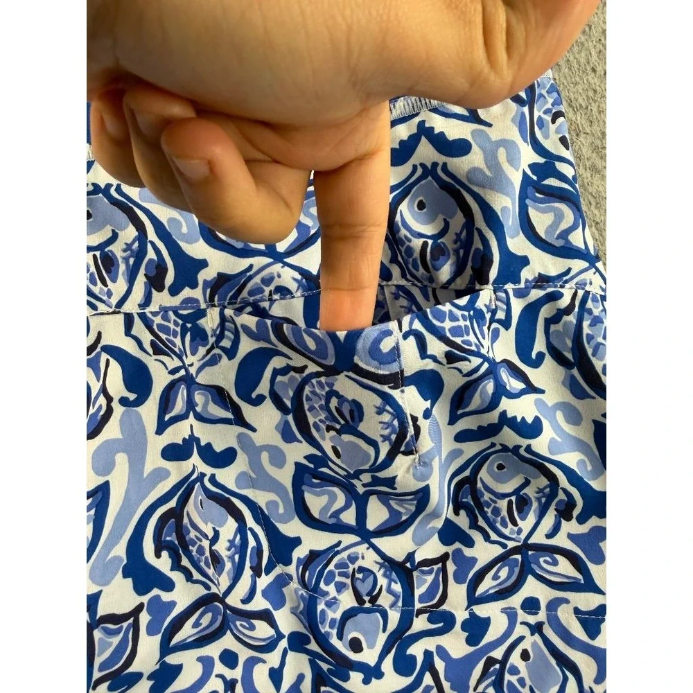 RLX Ralph Lauren Golf Skort Womens Medium Blue Fish Print Skirt Athletic Tennis